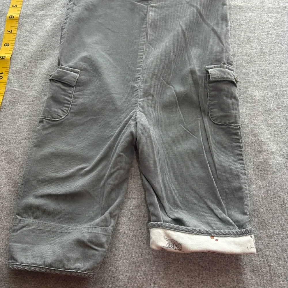 Janie & Jack Corduroy Autumn Warmth Wolf Cargo Overalls Luxurious 3-6M Excellent